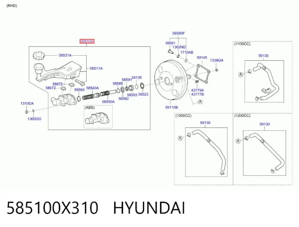 Cilindro maestro de frenos 585100X310 Hyundai/Kia