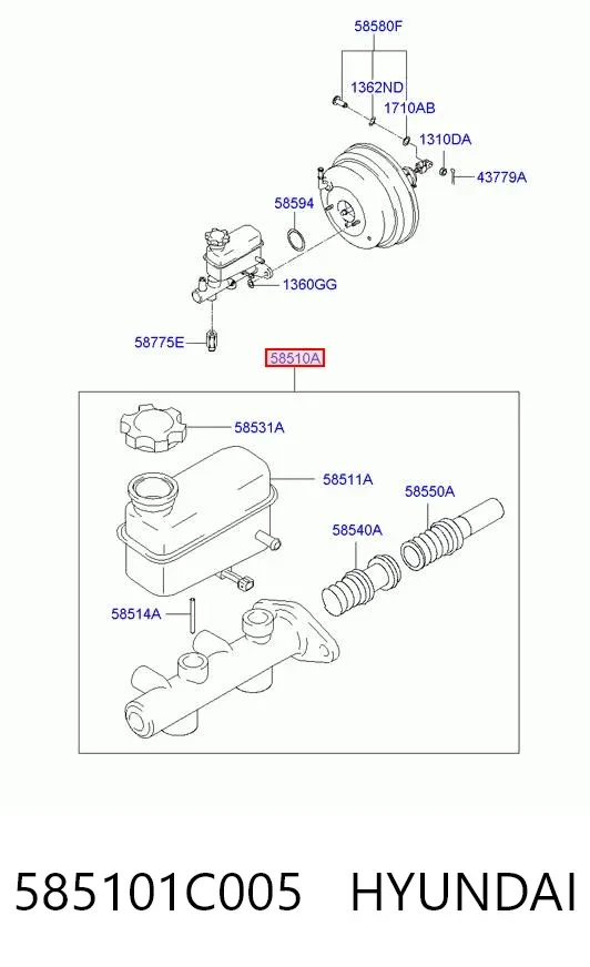 Cilindro maestro de frenos 585101C005 Hyundai/Kia