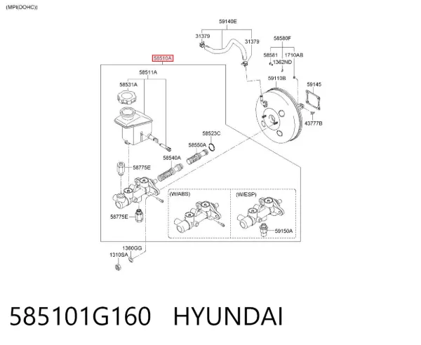 Cilindro maestro de frenos 585101G160 Hyundai/Kia