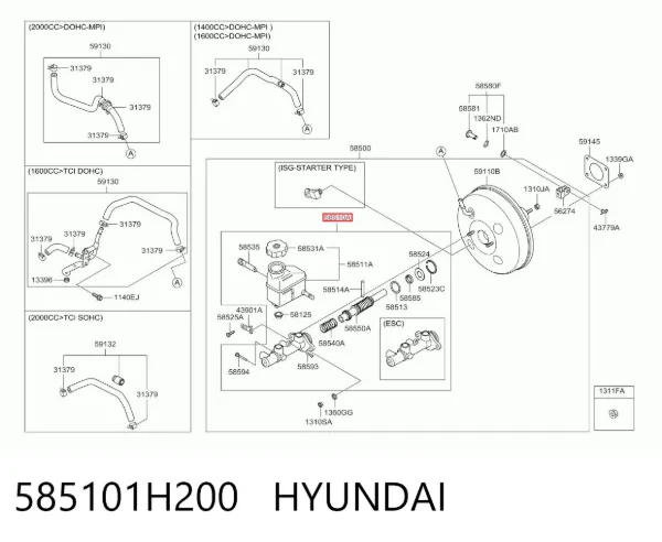 Cilindro maestro de frenos 585101H200 Hyundai/Kia