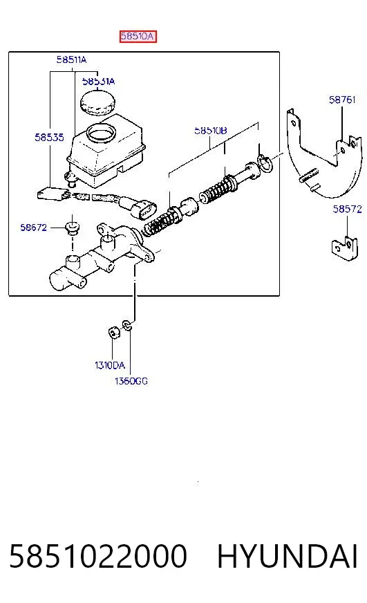 Cilindro maestro de frenos 5851022000 Hyundai/Kia