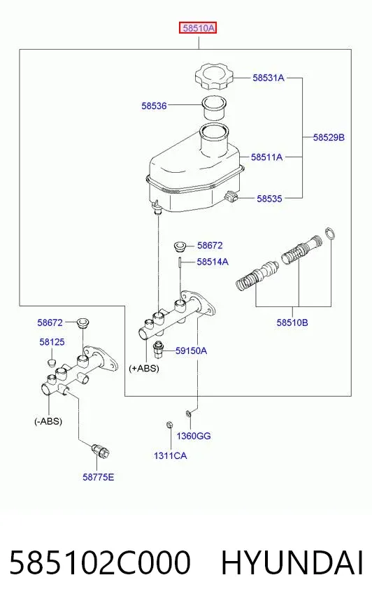 Cilindro maestro de frenos 585102C000 Hyundai/Kia