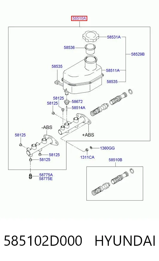 Cilindro maestro de frenos 585102D000 Hyundai/Kia