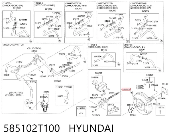 Cilindro maestro de frenos 585102T100 Hyundai/Kia