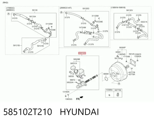 Cilindro maestro de frenos 585102T210 Hyundai/Kia
