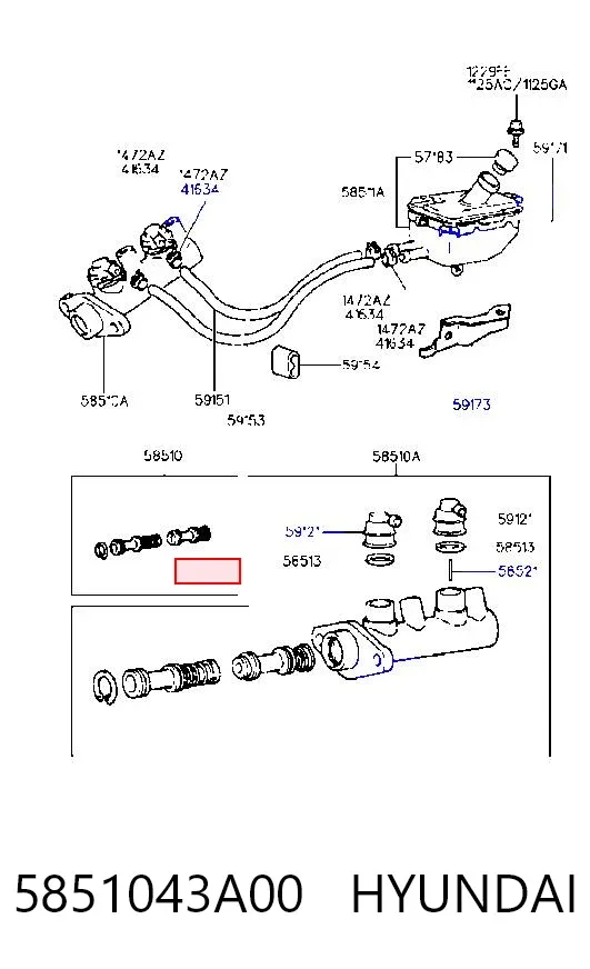 Kit de reparación cilindro de freno principal 5851043A00 Hyundai/Kia