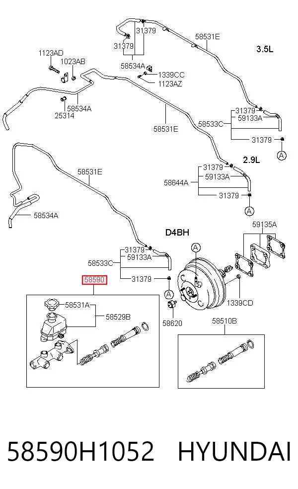 Cilindro maestro de frenos 58590H1052 Hyundai/Kia