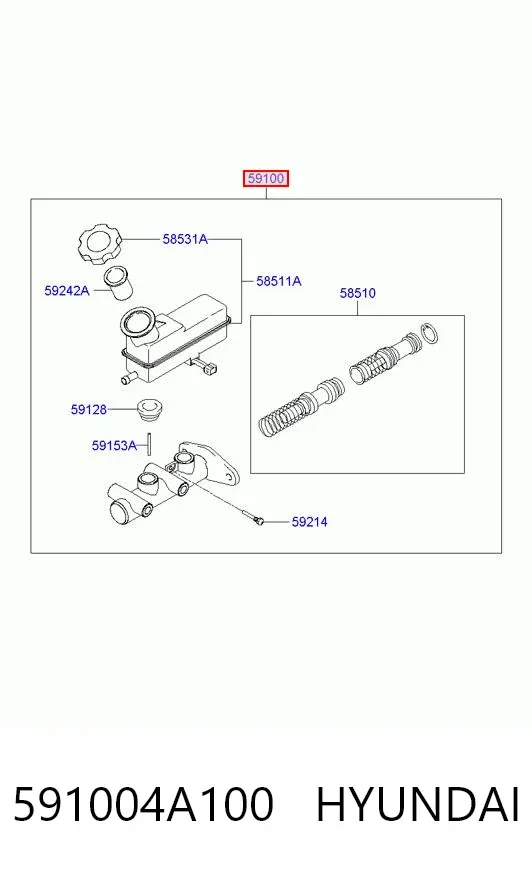 Cilindro maestro de frenos 591004A100 Hyundai/Kia
