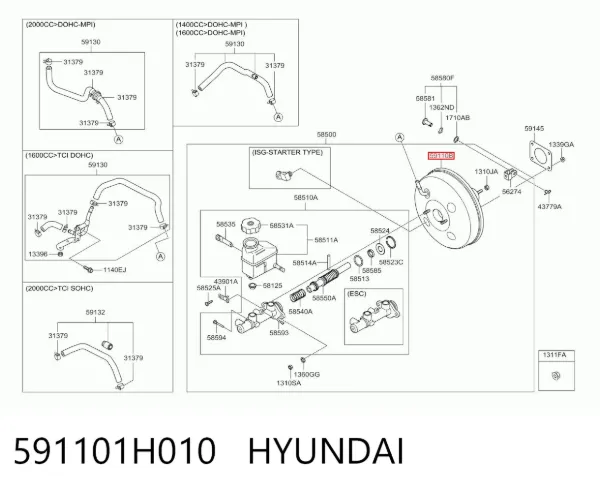 Servofreno 591101H010 Hyundai/Kia