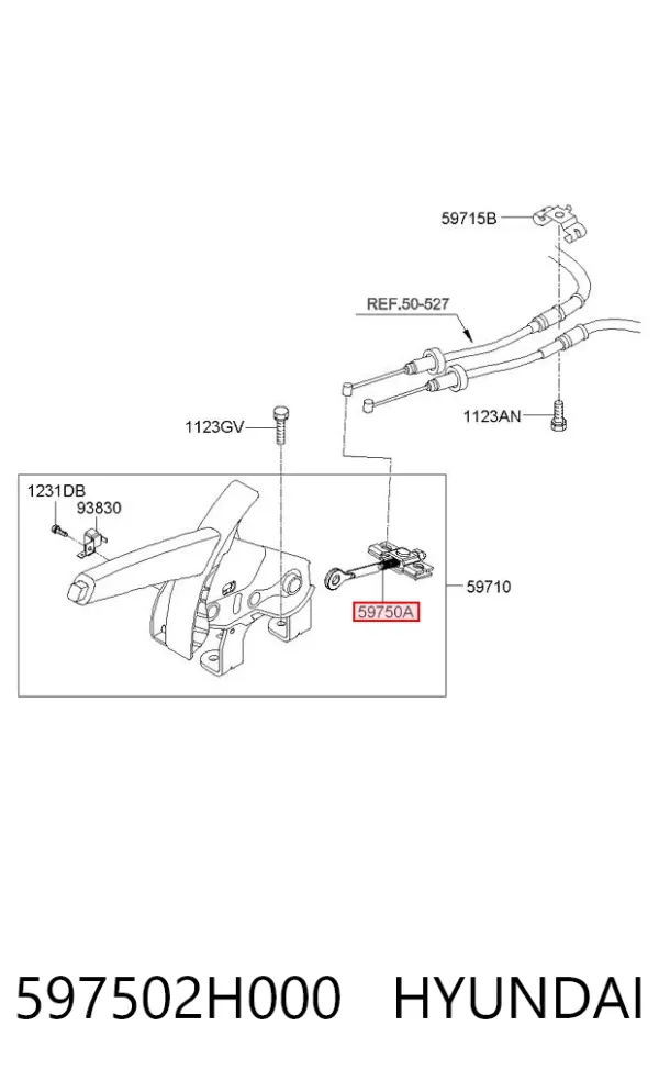 Cable intermedio de freno de mano 597502H000 Hyundai/Kia