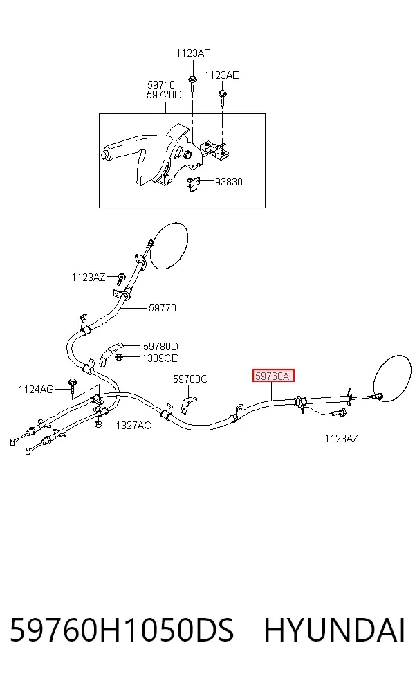 Cable de freno de mano trasero izquierdo 59760H1050DS Hyundai/Kia