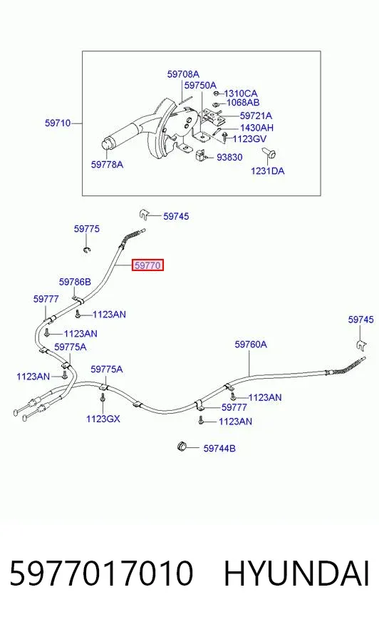 Cable de freno de mano trasero derecho 5977017010 Hyundai/Kia