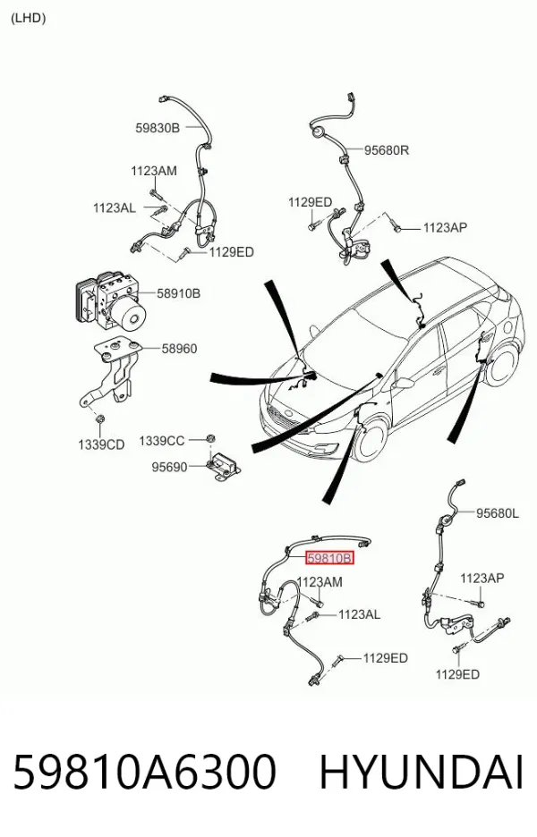 Sensor ABS delantero izquierdo 59810A6300 Hyundai/Kia