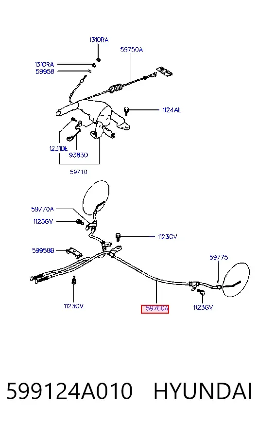 Cable de freno de mano trasero izquierdo 599124A010 Hyundai/Kia