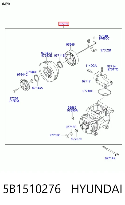Compresor de aire acondicionado 5B1510276 Hyundai/Kia