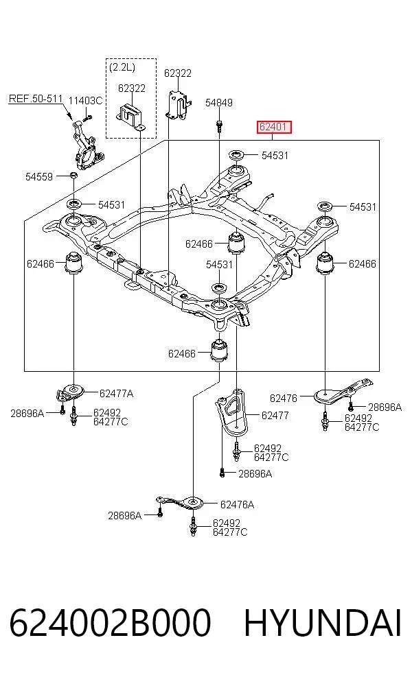 Puente delantero 624002B000 Hyundai/Kia