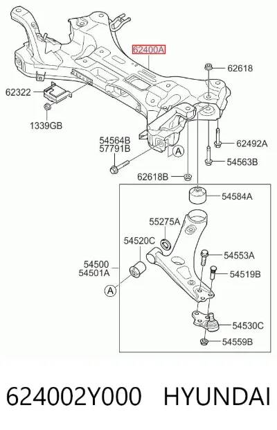 Subchasis delantero soporte motor HYUNDAI 624002Y000
