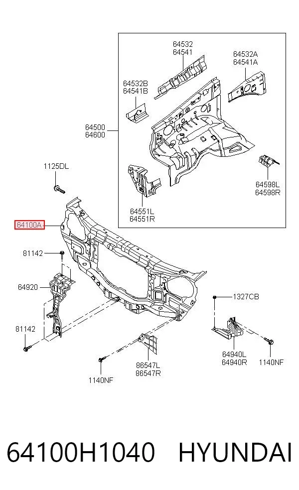 Soporte de radiador Hyundai Terracan HP