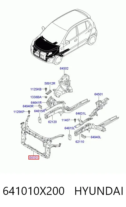 Soporte de radiador 641010X200 Hyundai/Kia