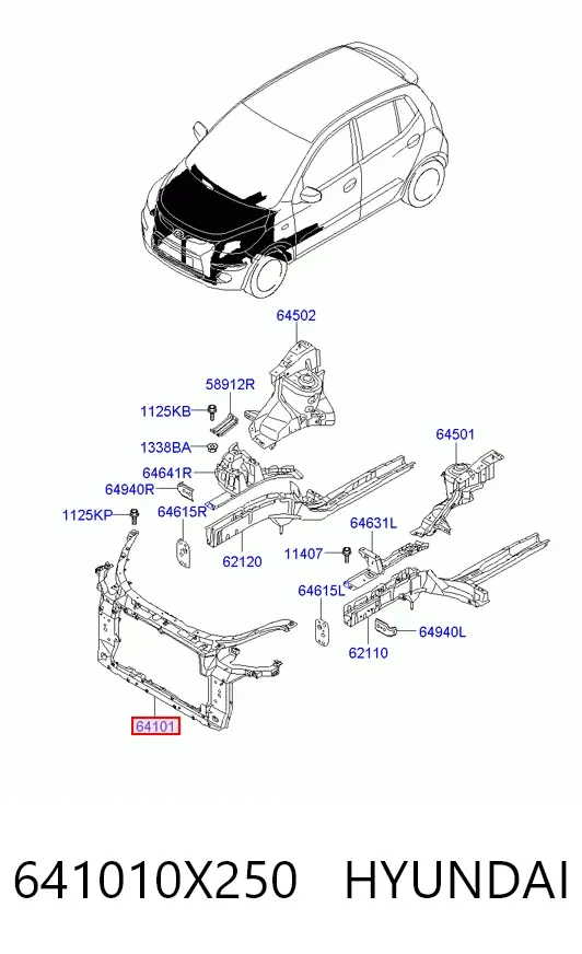 Soporte de radiador 641010X250 Hyundai/Kia