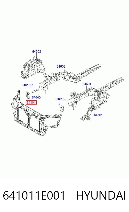 Soporte de radiador 641011E001 Hyundai/Kia