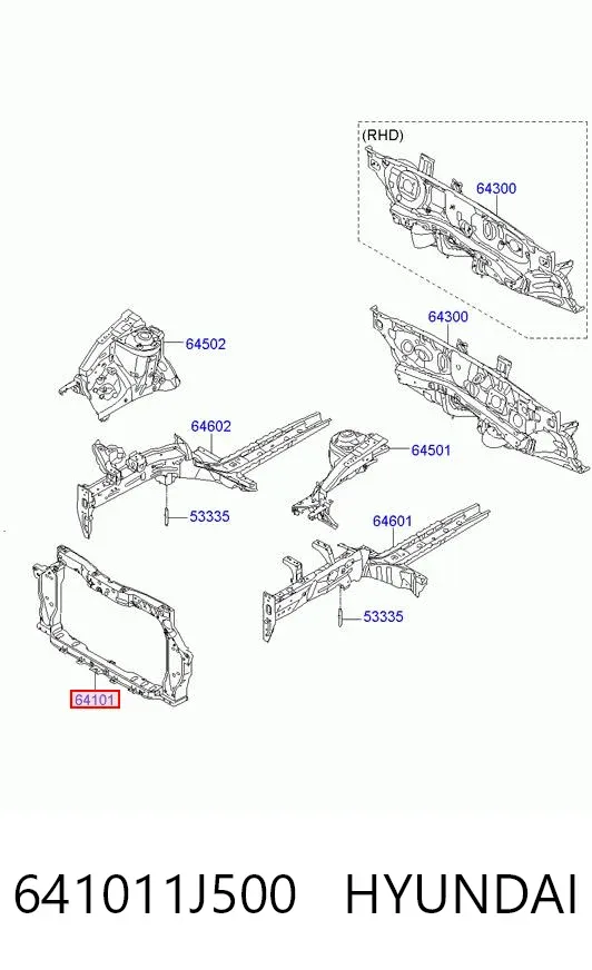 Soporte de radiador 641011J500 Hyundai/Kia