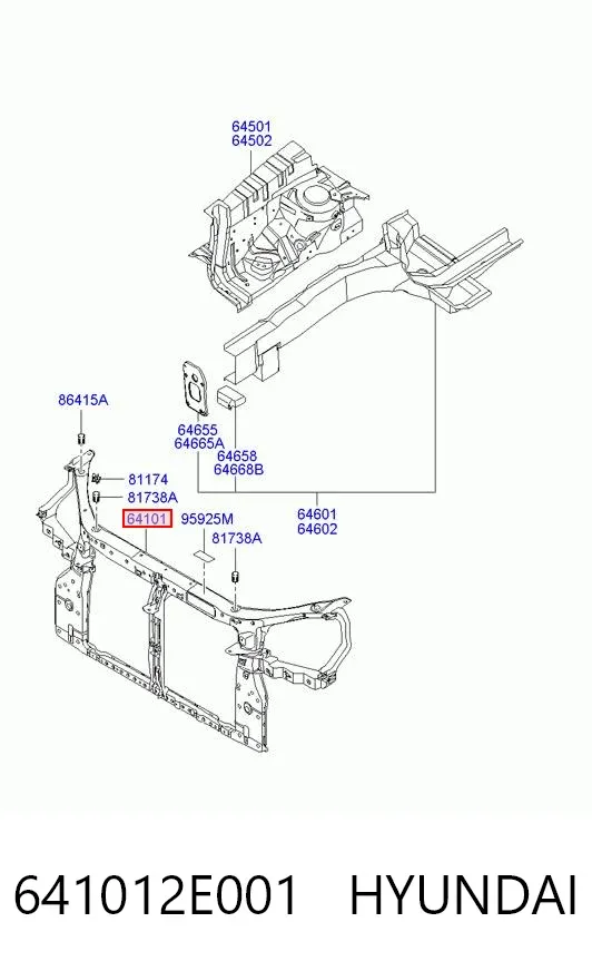 Soporte de radiador 641012E001 Hyundai/Kia