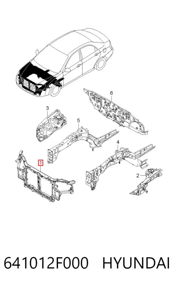 Soporte de radiador 641012F000 Hyundai/Kia