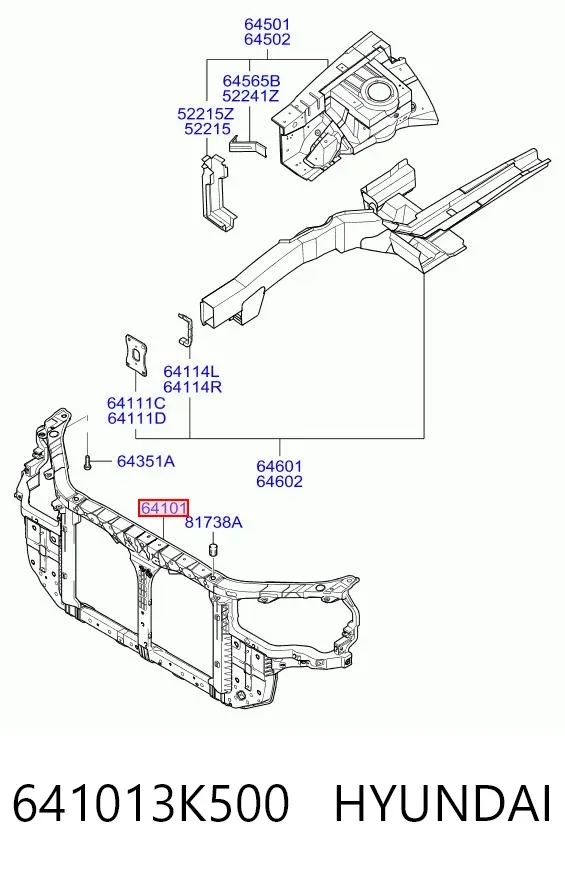 Soporte de radiador 641013K500 Hyundai/Kia