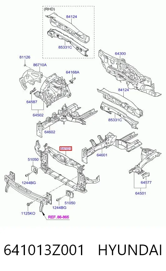 Soporte de radiador 641013Z001 Hyundai/Kia