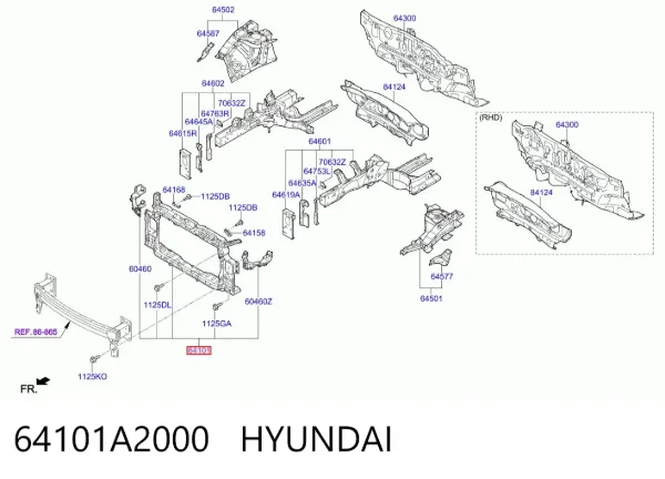 Soporte de radiador 64101A2000 Hyundai/Kia