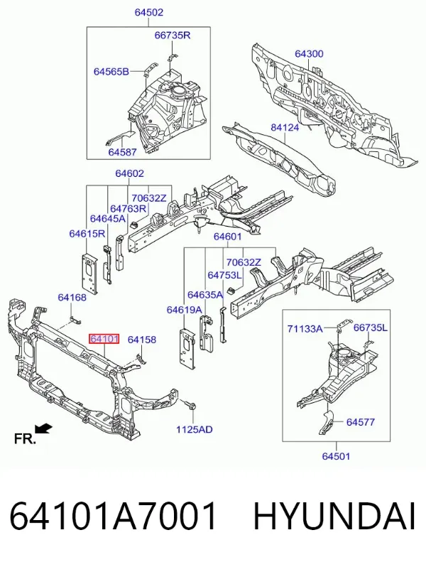 Soporte de radiador 64101A7001 Hyundai/Kia