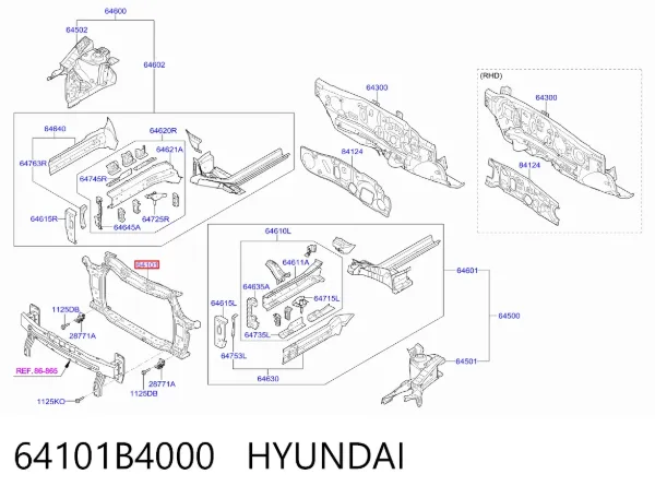 Soporte de radiador 64101B4000 Hyundai/Kia