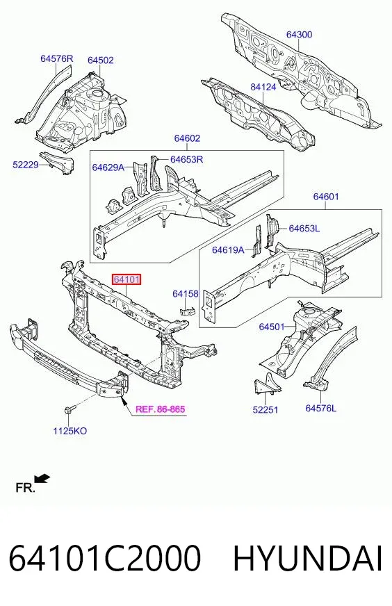 Soporte de radiador 64101C2000 Hyundai/Kia