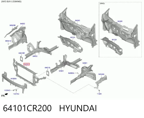Soporte de radiador 64101CR200 Hyundai/Kia