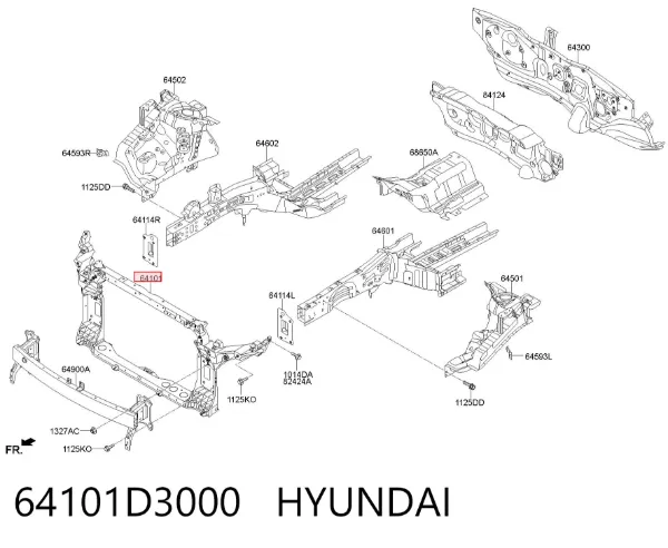 Soporte de radiador 64101D3000 Hyundai/Kia