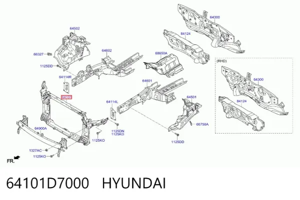 Soporte de radiador 64101D7000 Hyundai/Kia