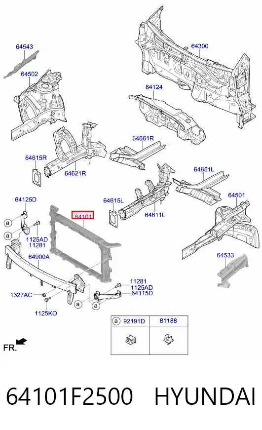Soporte de radiador 64101F2500 Hyundai/Kia