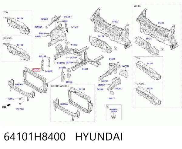 Soporte de radiador 64101H8400 Hyundai/Kia