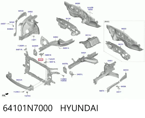 Soporte de radiador 64101N7000 Hyundai/Kia
