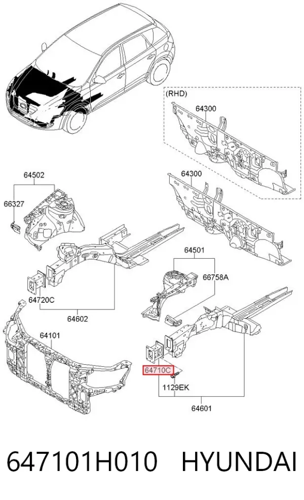 Soporte del refuerzo del parachoques delantero 647101H010 Hyundai/Kia