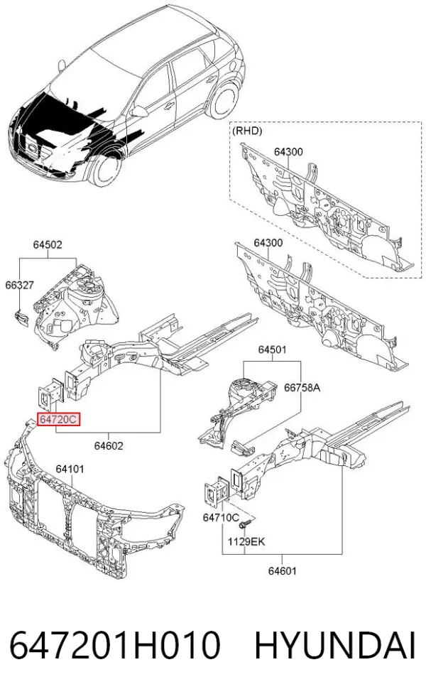 Soporte del refuerzo del parachoques delantero 647201H010 Hyundai/Kia