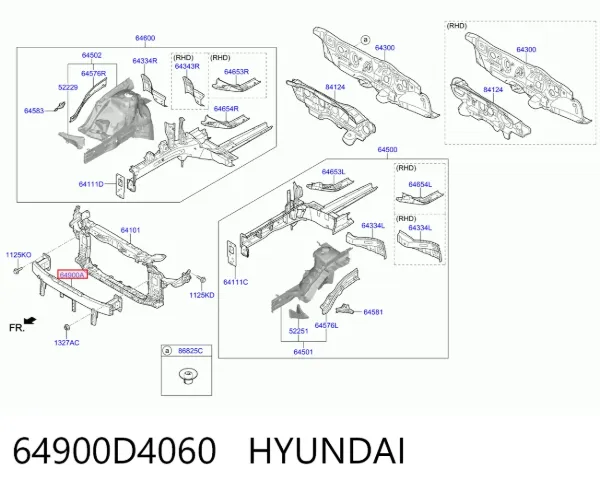 Refuerzo parachoque delantero 64900D4060 Hyundai/Kia