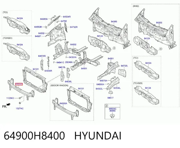 Refuerzo parachoque delantero 64900H8400 Hyundai/Kia