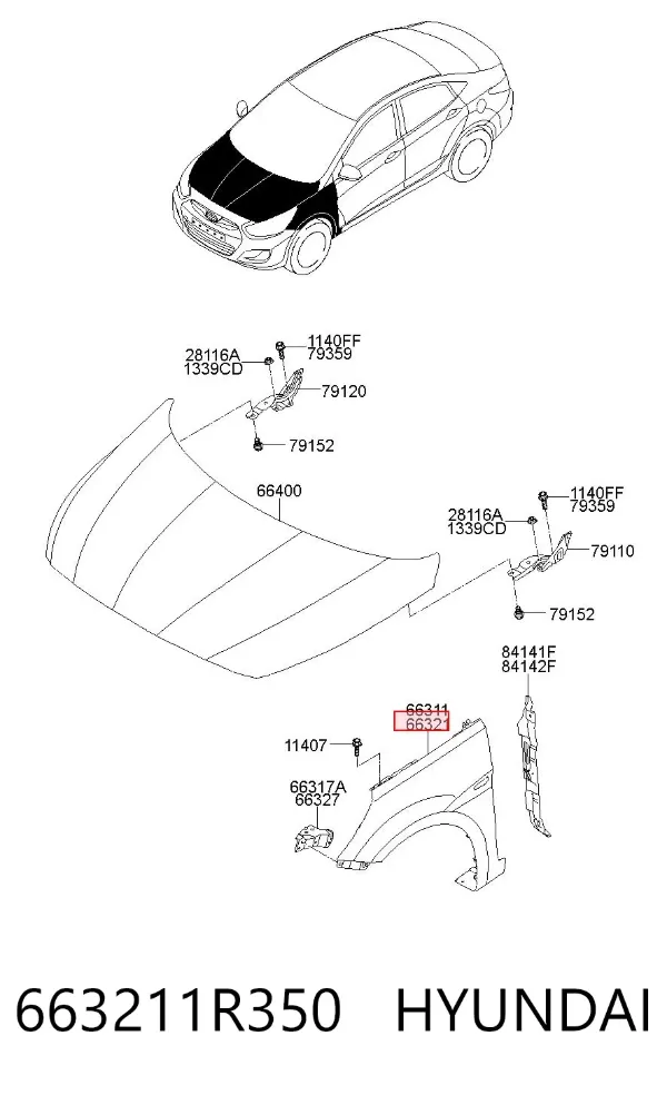 Aleta 663211R350 Hyundai/Kia