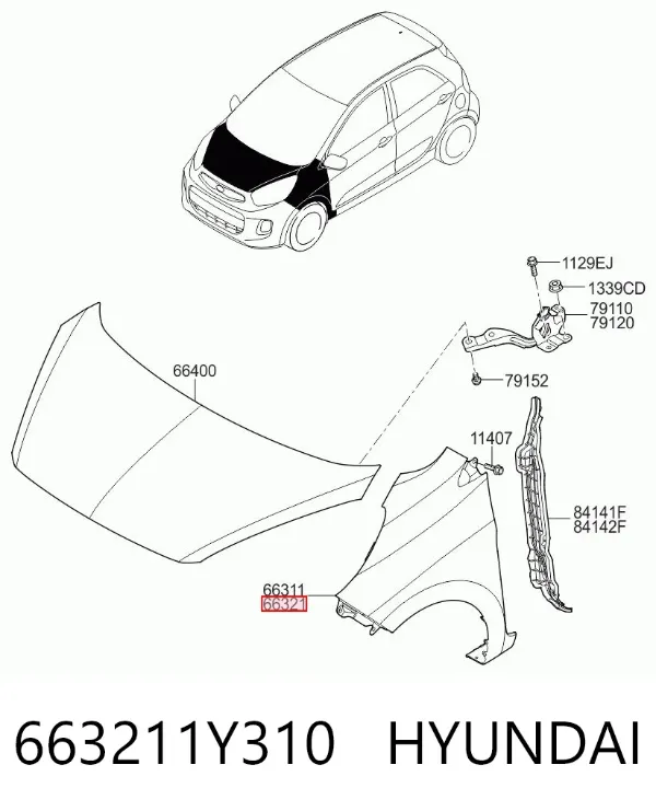 Aleta 663211Y310 Hyundai/Kia
