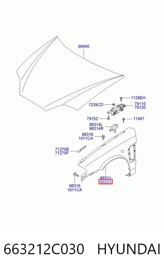 Aleta 663212C030 Hyundai/Kia