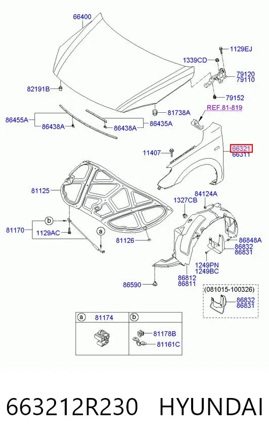Aleta 663212R230 Hyundai/Kia