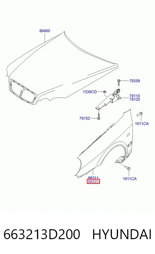 Aleta 663213D200 Hyundai/Kia