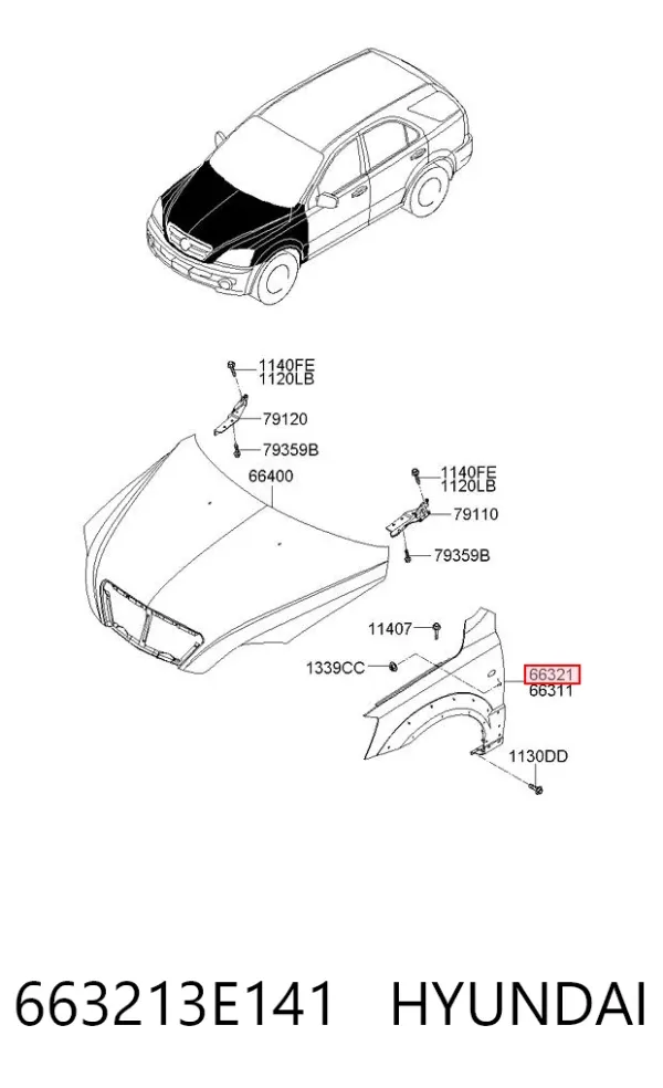 Aleta 663213E141 Hyundai/Kia